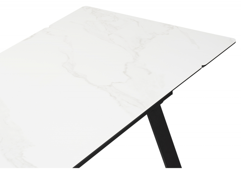 Керамический стол, Норман 120(180)х80 snow (alpin) white / черный