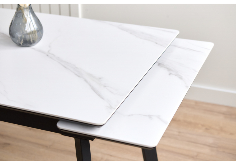 Керамический стол, Норман 120(180)х80 snow (alpin) white / черный