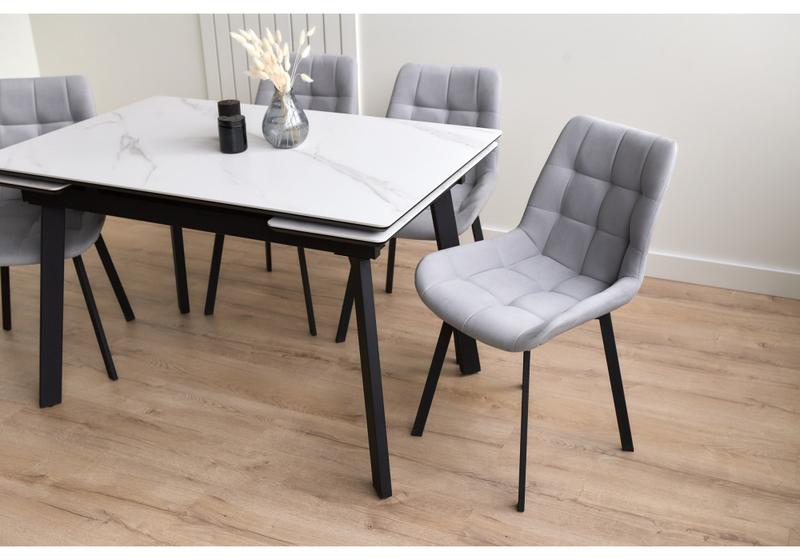 Керамический стол, Норман 120(180)х80 snow (alpin) white / черный