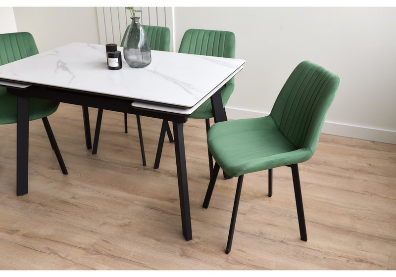 Керамический стол, Норман 120(180)х80 snow (alpin) white / черный