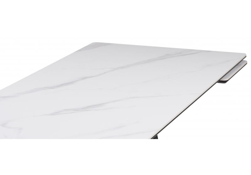 Керамический стол, Памелла 120(180)х80 snow alpin / черный