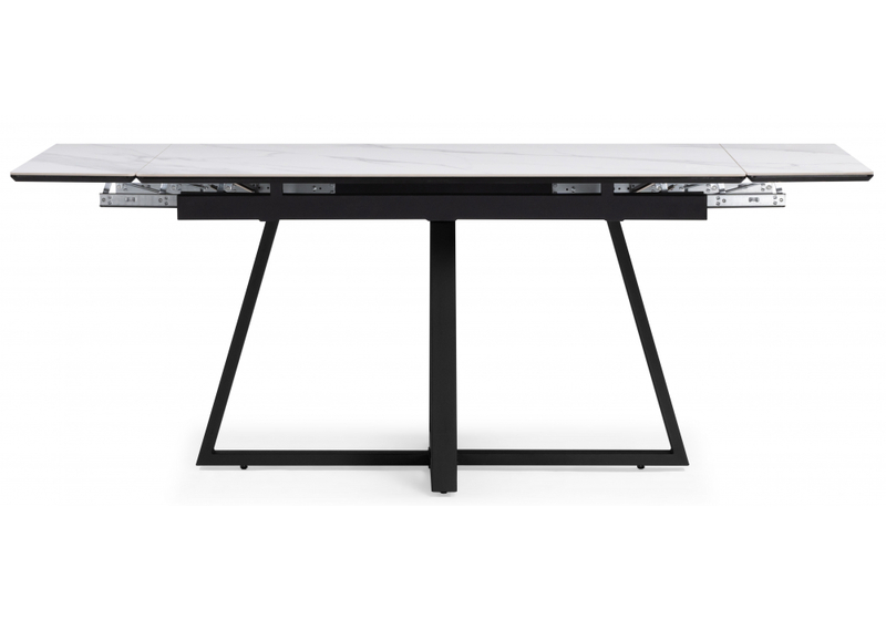 Керамический стол, Памелла 120(180)х80 snow alpin / черный