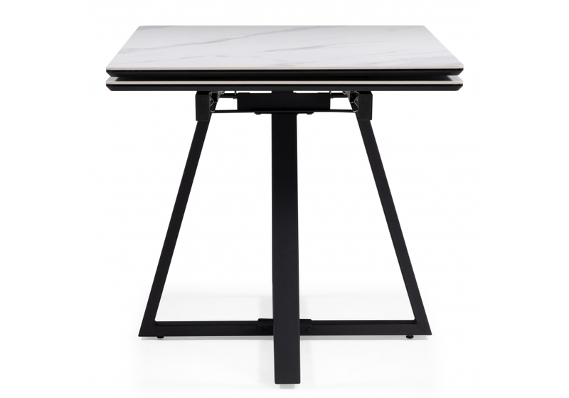 Керамический стол, Памелла 120(180)х80 snow alpin / черный