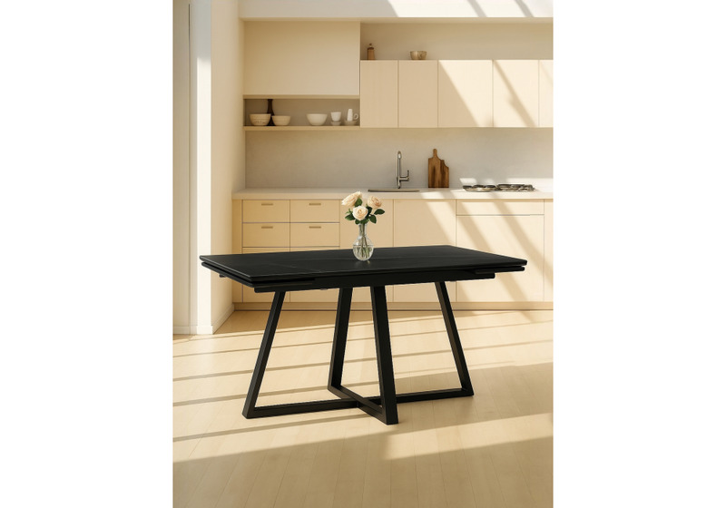 Керамический стол, Памелла 120(180)х80 shakespeare black / черный