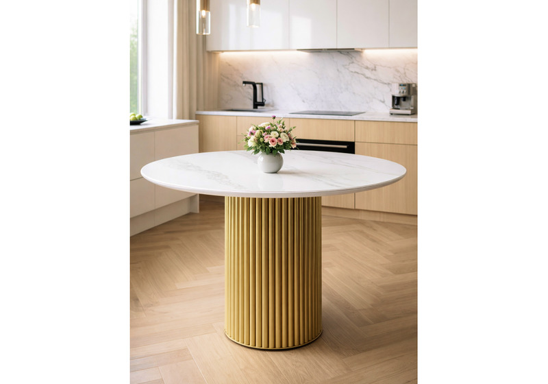 Керамический стол, Барел 110 patagonoa bianco repose / золотой