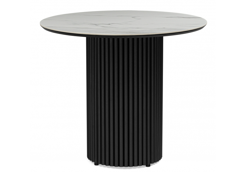 Керамический стол, Барел 90 белый мрамор snow white / черный