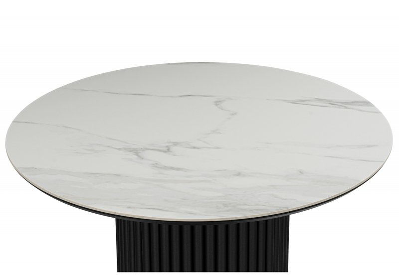 Керамический стол, Барел 90 белый мрамор snow white / черный