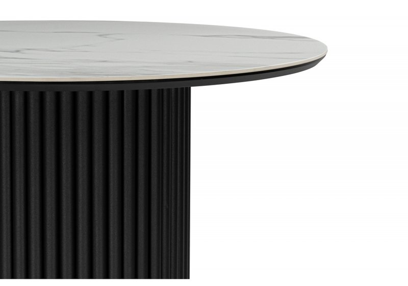 Керамический стол, Барел 90 белый мрамор snow white / черный