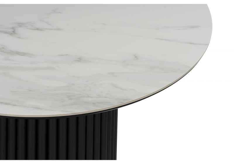 Керамический стол, Барел 90 белый мрамор snow white / черный