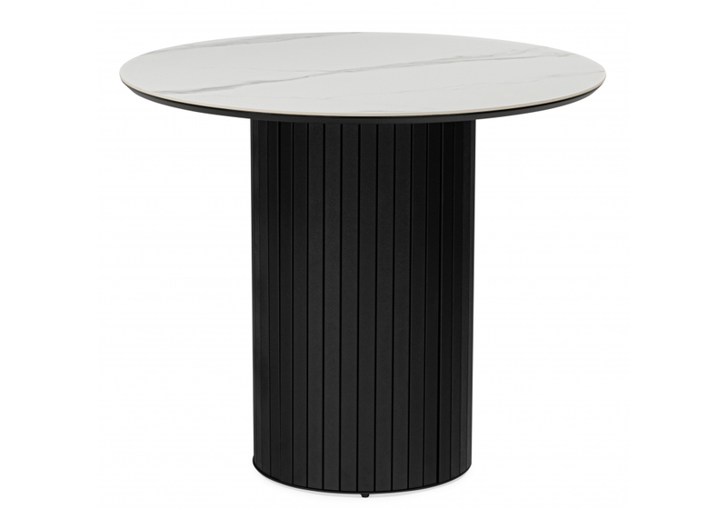 Керамический стол, Гравент 90 белый мрамор snow white / черный