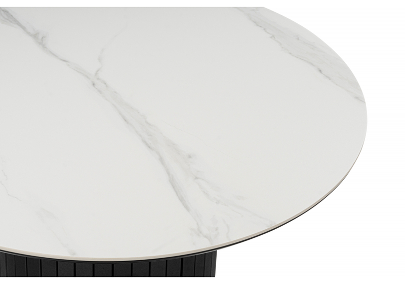 Керамический стол, Гравент 90 белый мрамор snow white / черный