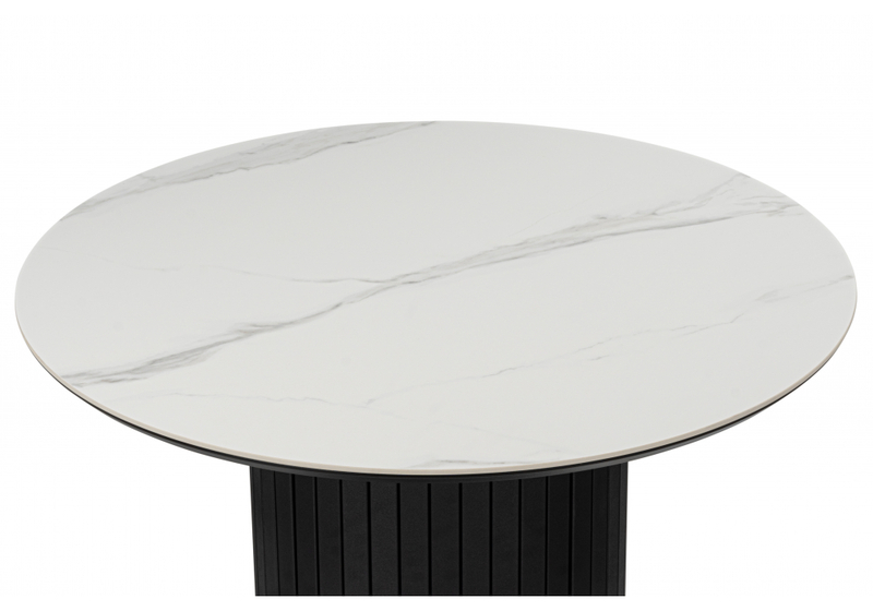 Керамический стол, Гравент 90 белый мрамор snow white / черный