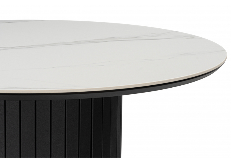 Керамический стол, Гравент 90 белый мрамор snow white / черный