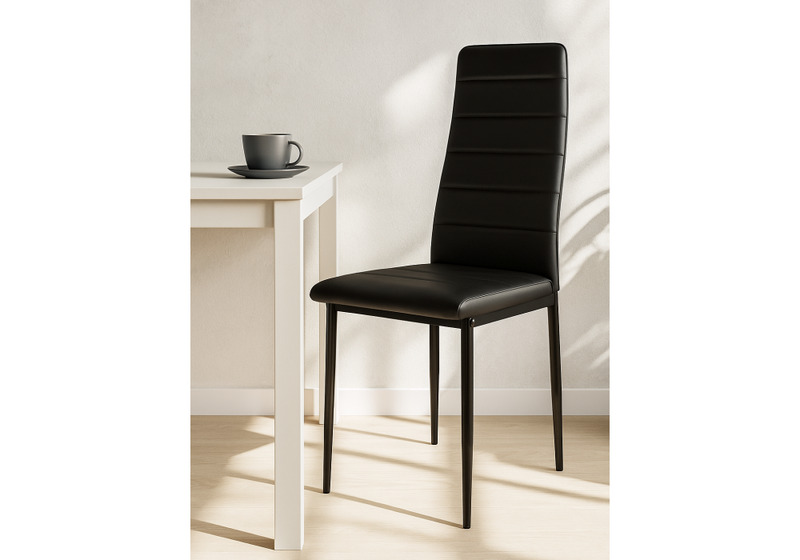 Стул на металлокаркасе, DC2-001 искусственная кожа черный / черный