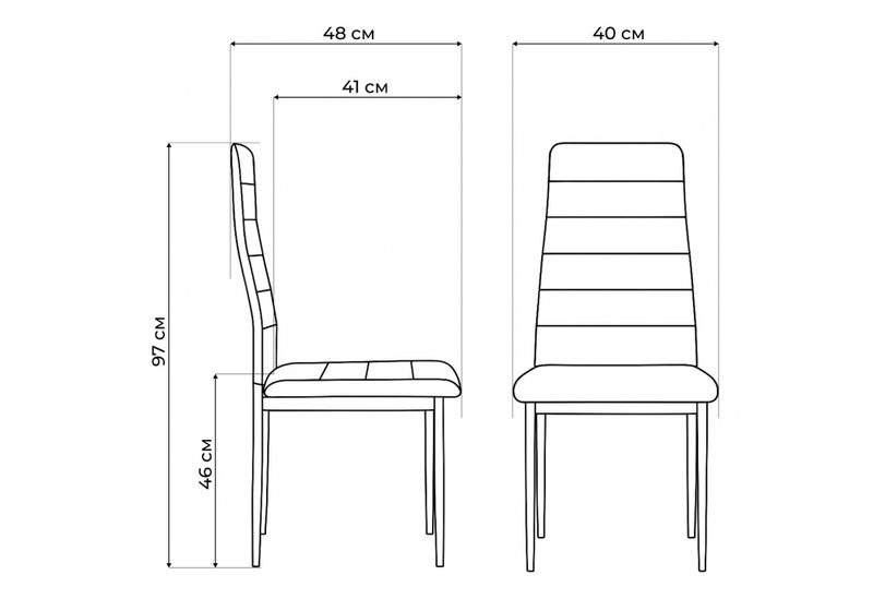 Стул на металлокаркасе, DC2-001 искусственная кожа черный / черный