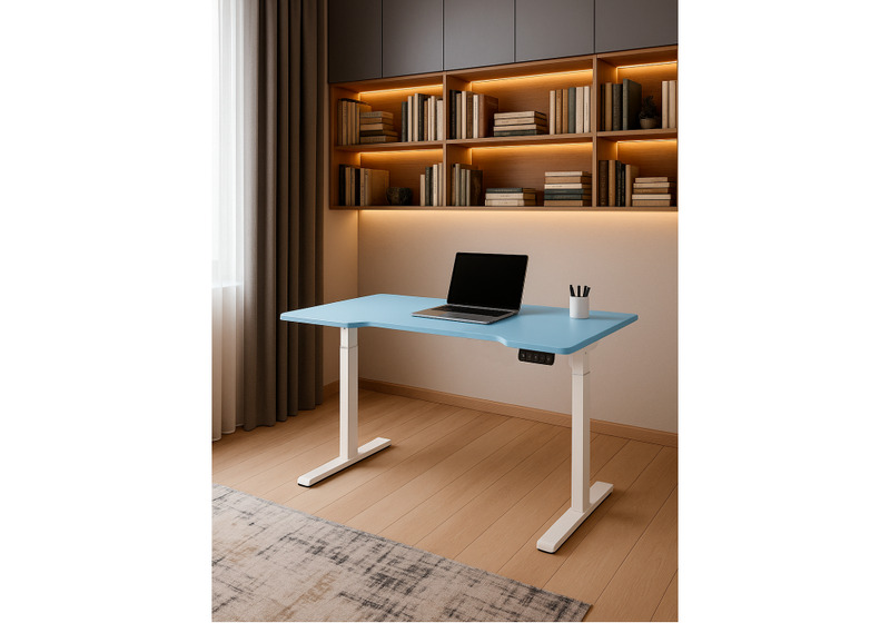 Компьютерный стол, Маркос 140х80 голубой / белый