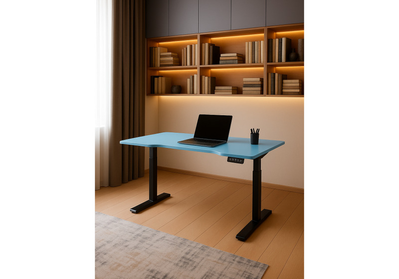 Компьютерный стол, Маркос 140х80 голубой / черный