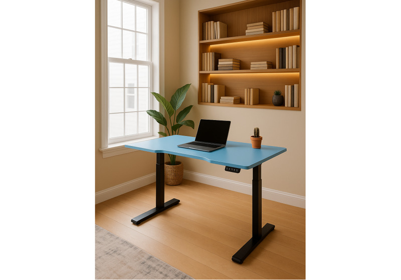 Компьютерный стол, Маркос 140х80 голубой / черный
