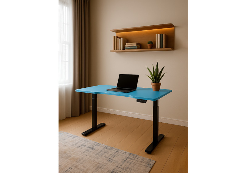 Компьютерный стол, Маркос 140х80 голубой / черный