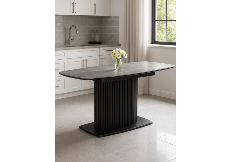 Керамический стол, Фестер 160(205)х90 larka grey / черный