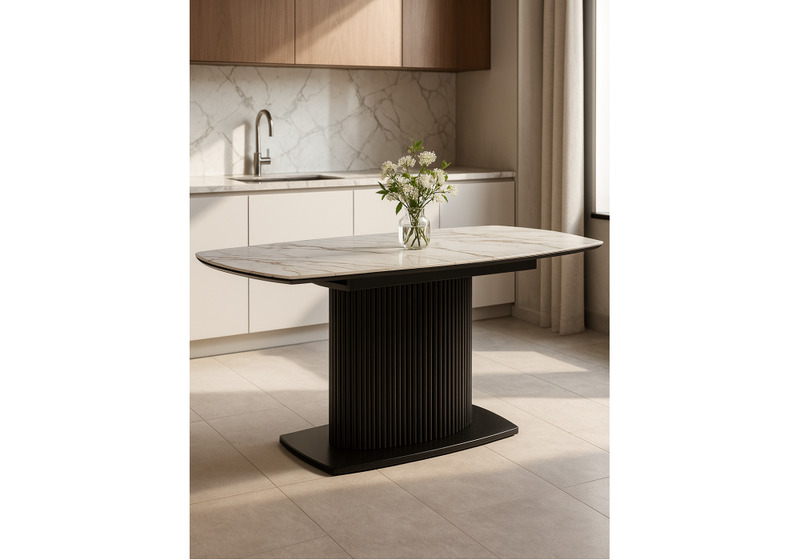 Керамический стол, Фестер 160(205)х90 gilt white / черный