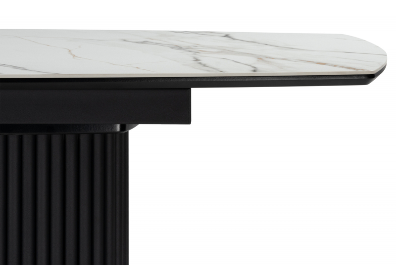 Керамический стол, Фестер 160(205)х90 gilt white / черный