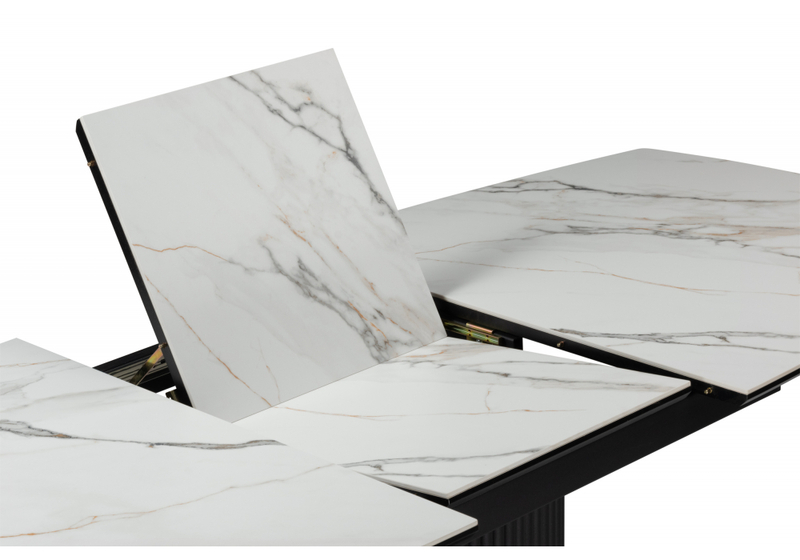 Керамический стол, Фестер 160(205)х90 gilt white / черный