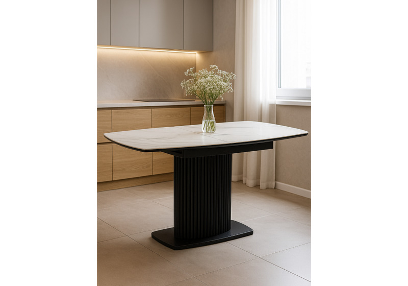 Керамический стол, Фестер 160(205)х90 snow white / черный