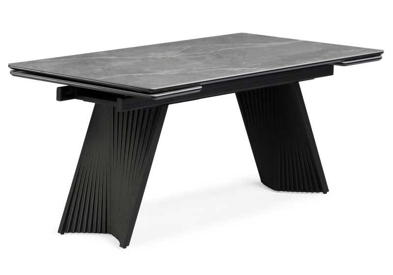 Керамический стол, Вейв 160(220)х89 larka grey / черный