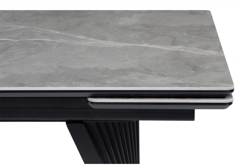 Керамический стол, Вейв 160(220)х89 larka grey / черный