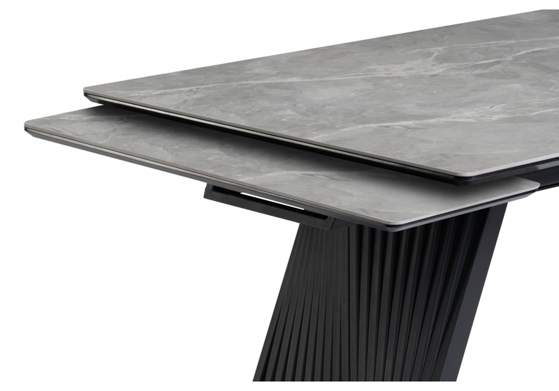 Керамический стол, Вейв 160(220)х89 larka grey / черный