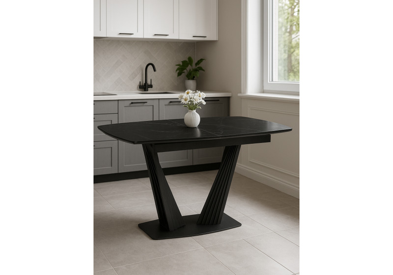 Керамический стол, Вейл 160(205)х89 черный мрамор shakespeare black / черный