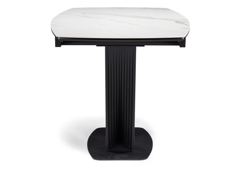 Керамический стол, Вейл 160(205)х89 белый мрамор snow white / черный