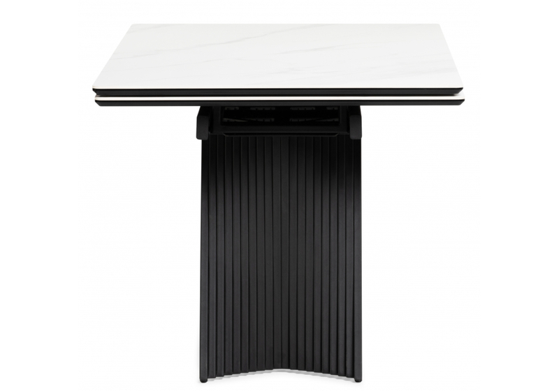 Керамический стол, Вейв 140(200)х80 белый мрамор snow white / черный