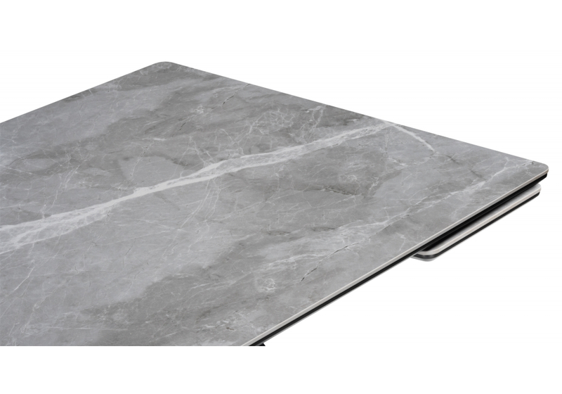 Керамический стол, Дарвин 160(220)х89 серый мрамор larka grey / черный