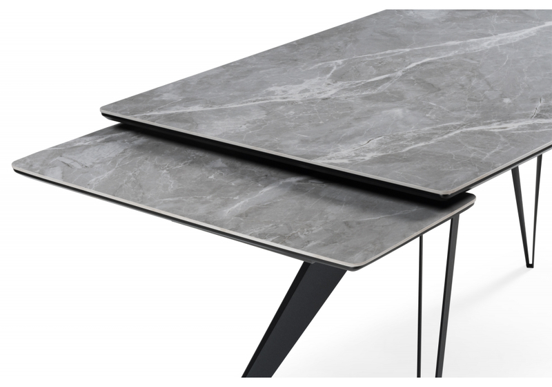 Керамический стол, Дарвин 160(220)х89 серый мрамор larka grey / черный
