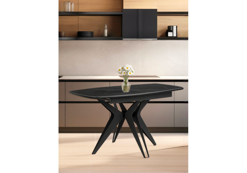 Керамический стол, Риполь 160(205)х89 черный мрамор shakespeare black / черный