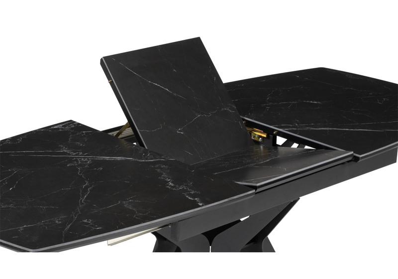 Керамический стол, Риполь 160(205)х89 черный мрамор shakespeare black / черный