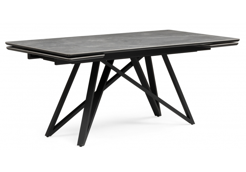 Керамический стол, Вилсон 140(200)х80 серый мрамор larka grey / черный