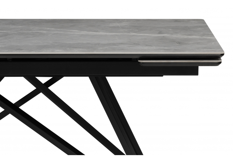 Керамический стол, Вилсон 140(200)х80 серый мрамор larka grey / черный