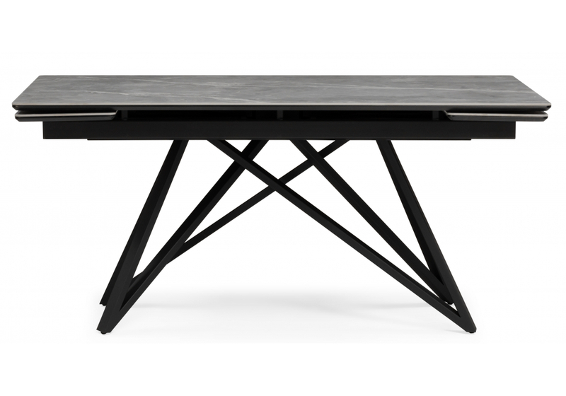 Керамический стол, Вилсон 140(200)х80 серый мрамор larka grey / черный