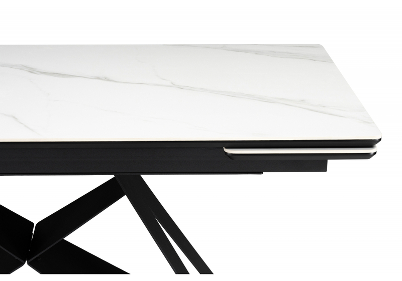 Керамический стол, Блэкберн 160(220)х89 белый мрамор snow white / черный