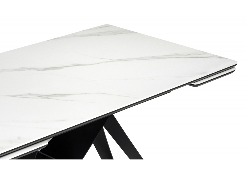 Керамический стол, Блэкберн 160(220)х89 белый мрамор snow white / черный
