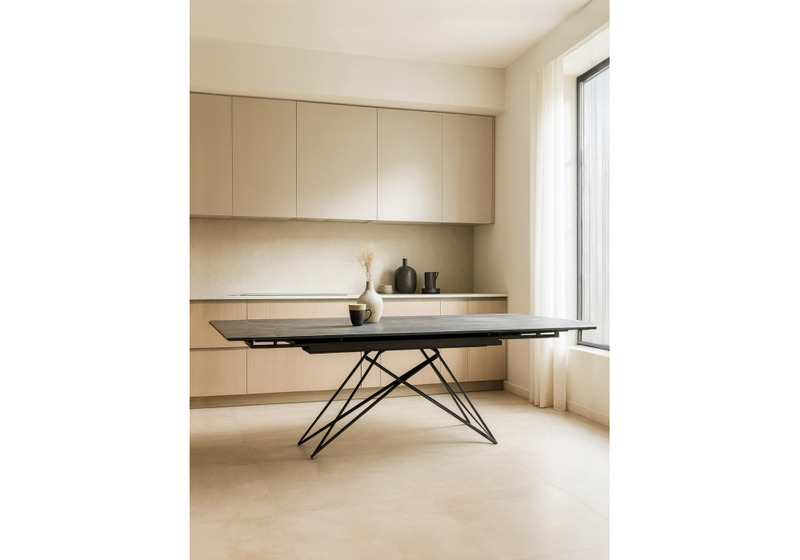 Керамический стол, Блэкберн 140(200)х80 серый мрамор larka grey / черный