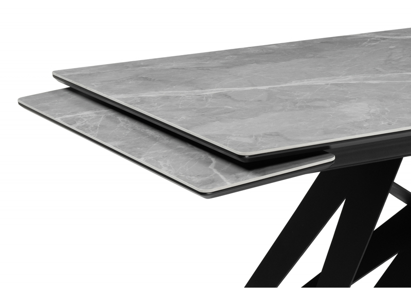 Керамический стол, Блэкберн 140(200)х80 серый мрамор larka grey / черный
