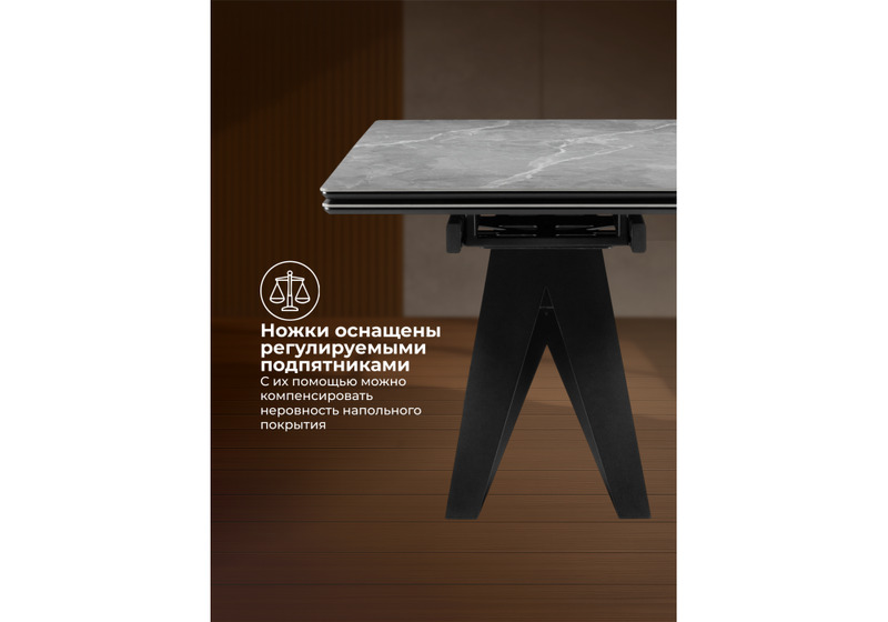 Керамический стол, Блэкберн 140(200)х80 серый мрамор larka grey / черный