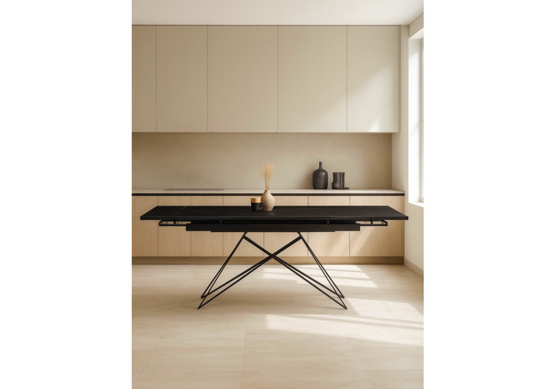 Керамический стол, Блэкберн 140(200)х80 черный мрамор shakespeare black / черный