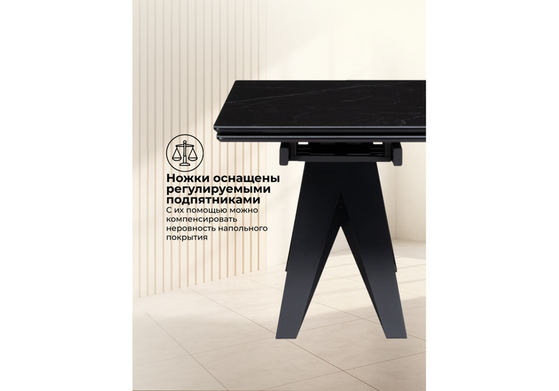 Керамический стол, Блэкберн 140(200)х80 черный мрамор shakespeare black / черный