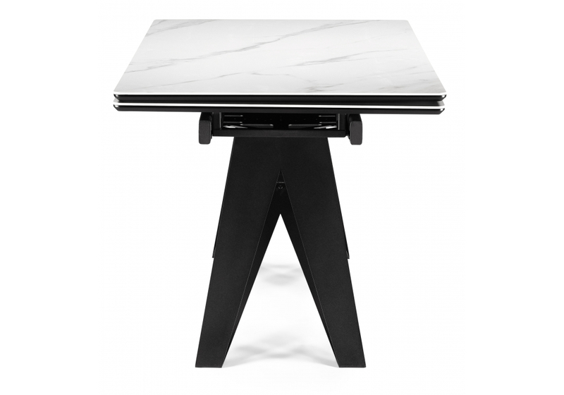 Керамический стол, Блэкберн 140(200)х80 белый мрамор snow white / черный