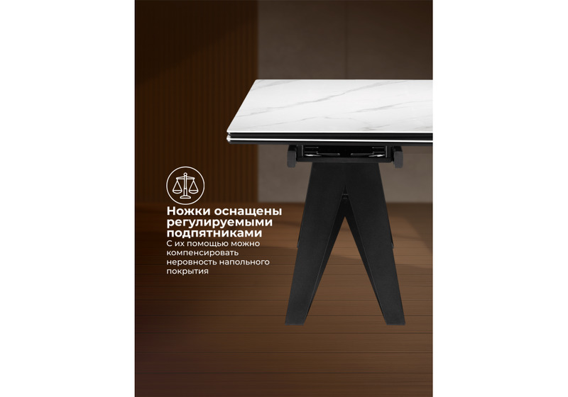 Керамический стол, Блэкберн 140(200)х80 белый мрамор snow white / черный